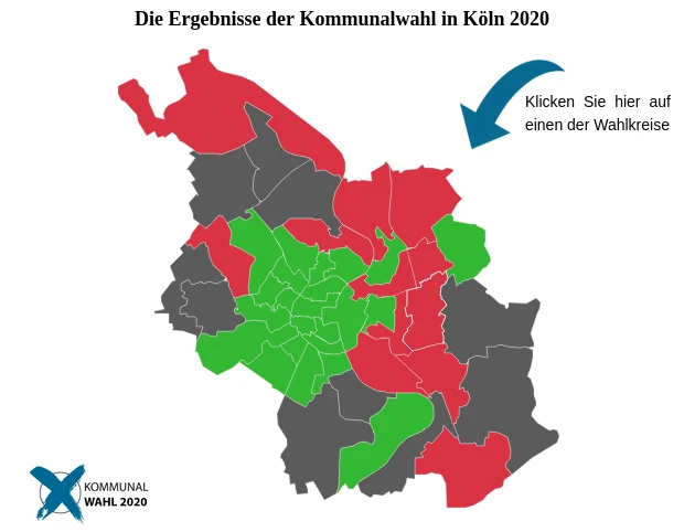 A screenshot of a map showing election results